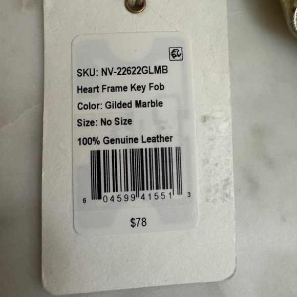 NWT Women’s HOBO Heart Frame Leather Gilded Marble Gold Coin purse key fob - Picture 3 of 6